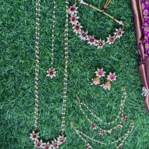 Premium Pink Floral Bridal Jewelry Set – Complete Combo